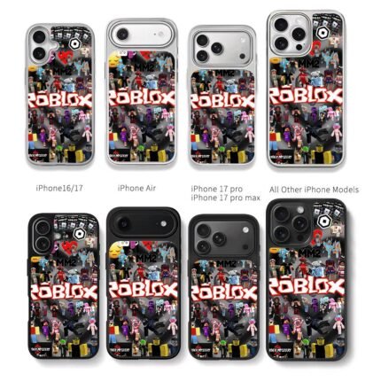 Roblox MM2 murder mystery 2 avatars Chris Brown Phone Case Black Electroplated Silver For Iphone 11 To 17