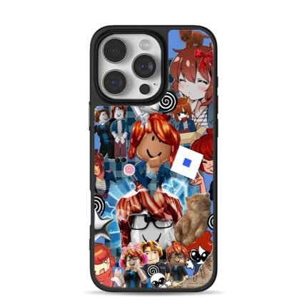 Roblox red hair anime cat collage iPhone 16 Pro Max Black Case
