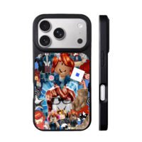 Roblox red hair anime cat collage iPhone 17 Pro Max Black Case