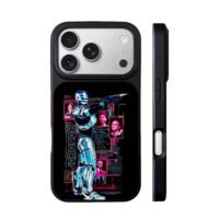 RoboCop firing gun ED209 posters iPhone 17 Pro Max Black Case