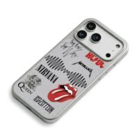 Rock band logos AC DC Queen Nirvana iPhone 17 Pro Max Electroplated Silver Case2