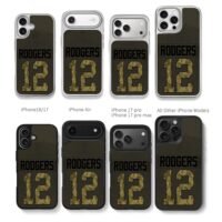 Rodgers 12 camo jersey design Chris Brown Phone Case Black Electroplated Silver For Iphone 11 To 17