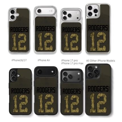 Rodgers 12 camo jersey design Chris Brown Phone Case Black Electroplated Silver For Iphone 11 To 17
