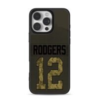 Rodgers 12 camo jersey design iPhone 16 Pro Max Black Case