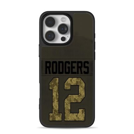 Rodgers 12 camo jersey design iPhone 16 Pro Max Black Case