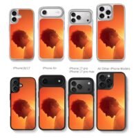 Roger Federer silhouette on orange Chris Brown Phone Case Black Electroplated Silver For Iphone 11 To 17