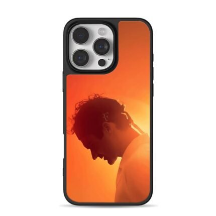 Roger Federer silhouette on orange iPhone 16 Pro Max Black Case