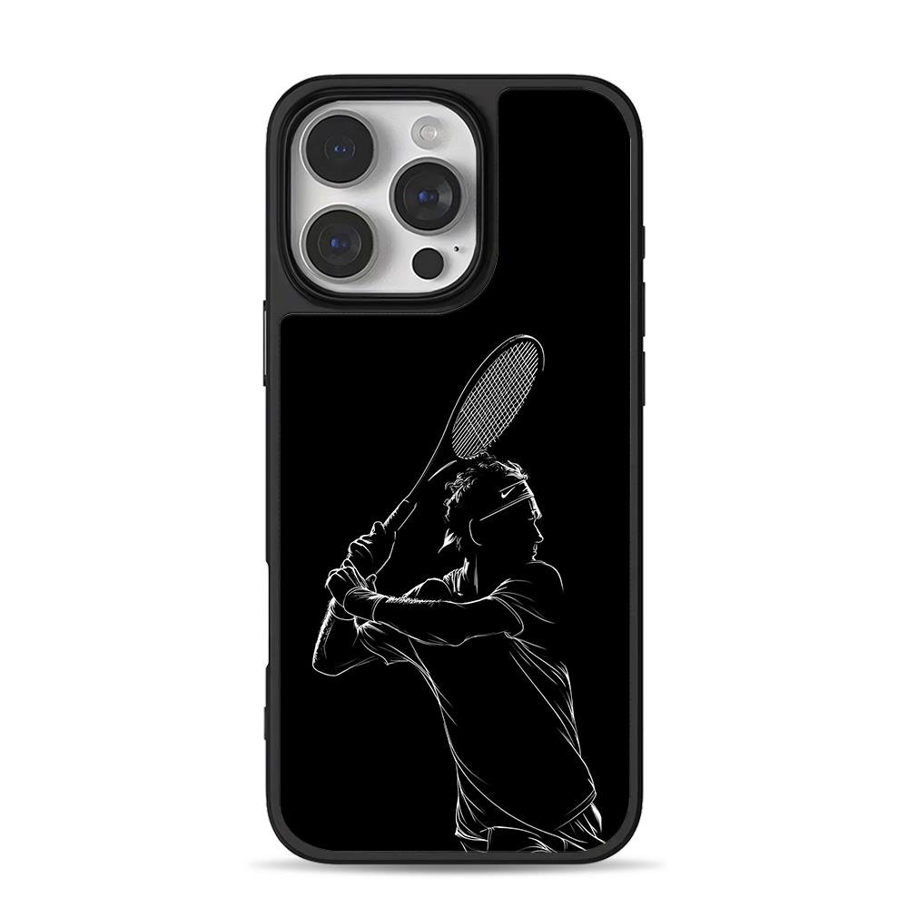 Roger Federer tennis swing line art iPhone 16 Pro Max Black Case Roger Federer tennis swing line art iPhone 16 Pro Max Black Case