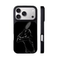 Roger Federer tennis swing line art iPhone 17 Pro Max Black Case