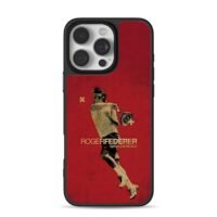 Roger Federer tennis swing red art iPhone 16 Pro Max Black Case