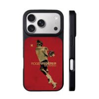 Roger Federer tennis swing red art iPhone 17 Pro Max Black Case