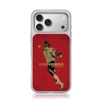 Roger Federer tennis swing red art iPhone 17 Pro Max Electroplated Silver Case1