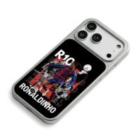 Ronaldinho R10 soccer star collage iPhone 17 Pro Max Electroplated Silver Case2