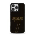 Ronaldo 7 gold text on black iPhone 16 Pro Max Black Case