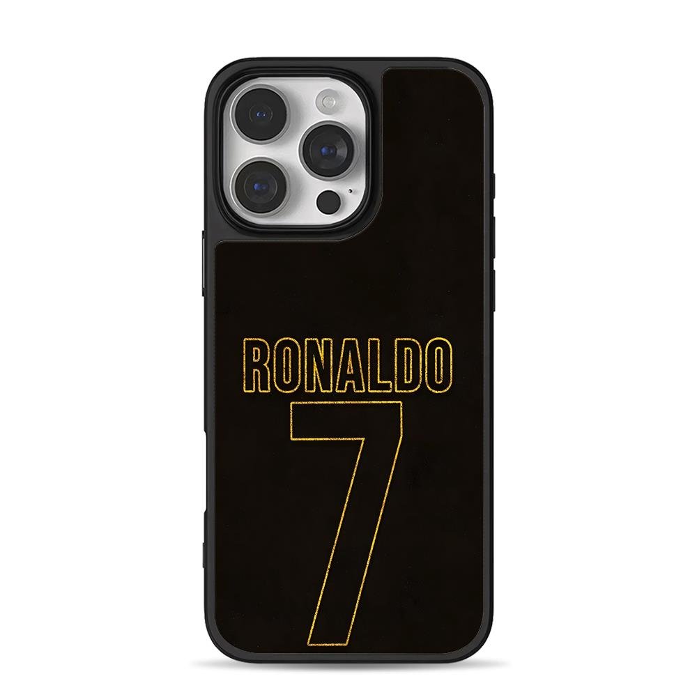 Ronaldo 7 gold text on black iPhone 16 Pro Max Black Case Ronaldo 7 gold text on black iPhone 16 Pro Max Black Case