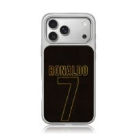 Ronaldo 7 gold text on black iPhone 17 Pro Max Electroplated Silver Case1