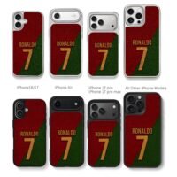 Ronaldo 7 Portugal jersey art Chris Brown Phone Case Black Electroplated Silver For Iphone 11 To 17