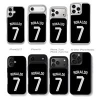 Ronaldo 7 Real Madrid jersey print Chris Brown Phone Case Black Electroplated Silver For Iphone 11 To 17