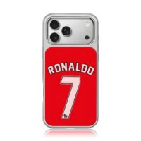 Ronaldo 7 red Man Utd jersey iPhone 17 Pro Max Electroplated Silver Case1