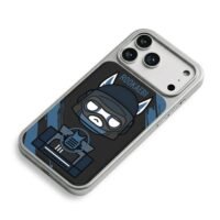 Rookaebi tactical wolf cartoon armor iPhone 17 Pro Max Electroplated Silver Case2