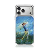 Rory McIlroy golf swing painting iPhone 17 Pro Max Electroplated Silver Case1