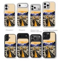 Route 66 desert winding highway Chris Brown Phone Case Black Electroplated Silver For Iphone 11 To 17