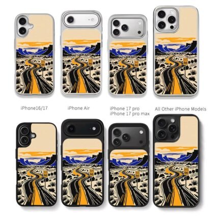 Route 66 desert winding highway Chris Brown Phone Case Black Electroplated Silver For Iphone 11 To 17