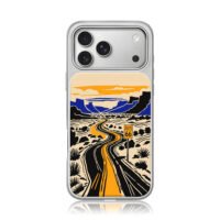 Route 66 desert winding highway iPhone 17 Pro Max Electroplated Silver Case1