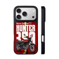 Royal Enfield Hunter 350 on red iPhone 17 Pro Max Black Case