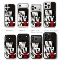 Run With Us Chicago Bulls logo Chris Brown Phone Case Black Electroplated Silver For Iphone 11 To 17