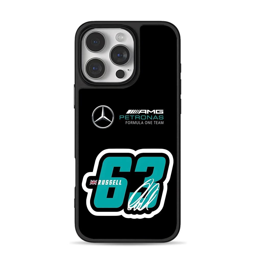 Russell 63 Mercedes AMG Petronas F1 iPhone 16 Pro Max Black Case Russell 63 Mercedes AMG Petronas F1 iPhone 16 Pro Max Black Case