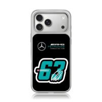 Russell 63 Mercedes AMG Petronas F1 iPhone 17 Pro Max Electroplated Silver Case1