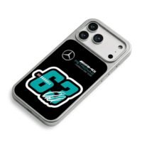 Russell 63 Mercedes AMG Petronas F1 iPhone 17 Pro Max Electroplated Silver Case2