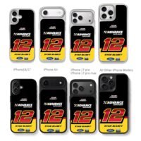 Ryan Blaney 12 Penske Ford NASCAR Chris Brown Phone Case Black Electroplated Silver For Iphone 11 To 17