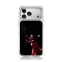 Sabalenka hitting tennis ball iPhone 17 Pro Max Electroplated Silver Case1