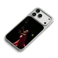 Sabalenka hitting tennis ball iPhone 17 Pro Max Electroplated Silver Case2
