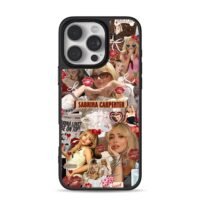 Sabrina Carpenter collage with lips iPhone 16 Pro Max Black Case