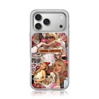Sabrina Carpenter collage with lips iPhone 17 Pro Max Electroplated Silver Case1
