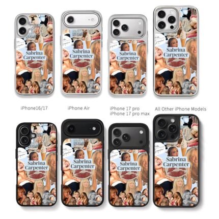 Sabrina Carpenter fan photo collage Chris Brown Phone Case Black Electroplated Silver For Iphone 11 To 17