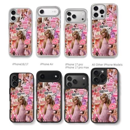 Sabrina Carpenter pink fan collage Chris Brown Phone Case Black Electroplated Silver For Iphone 11 To 17