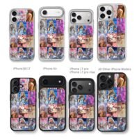 Sabrina Carpenter pink idol collage Chris Brown Phone Case Black Electroplated Silver For Iphone 11 To 17