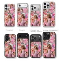 Sabrina Carpenter pink pop collage Chris Brown Phone Case Black Electroplated Silver For Iphone 11 To 17