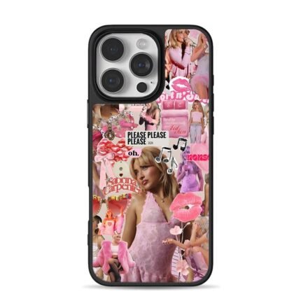 Sabrina Carpenter pink pop collage iPhone 16 Pro Max Black Case