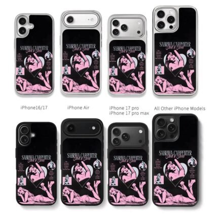 Sabrina Carpenter Short n Sweet art Chris Brown Phone Case Black Electroplated Silver For Iphone 11 To 17