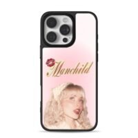 Sabrina Manchild red lip pink print iPhone 16 Pro Max Black Case