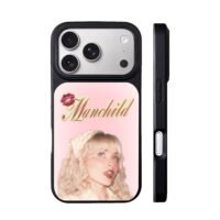 Sabrina Manchild red lip pink print iPhone 17 Pro Max Black Case