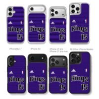 Sacramento Kings 15 NBA adidas Chris Brown Phone Case Black Electroplated Silver For Iphone 11 To 17