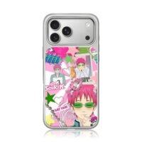 Saiki K anime pink y2k collage iPhone 17 Pro Max Electroplated Silver Case1
