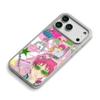 Saiki K anime pink y2k collage iPhone 17 Pro Max Electroplated Silver Case2