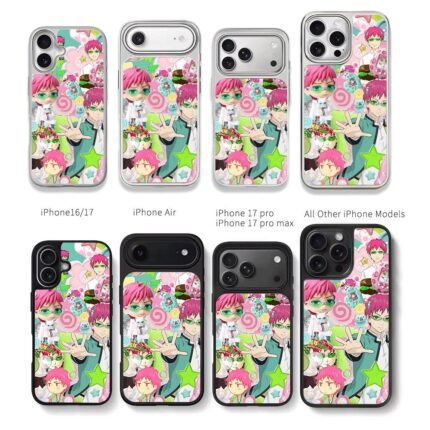 Saiki Kusuo pastel anime character collage Chris Brown Phone Case Black Electroplated Silver For Iphone 11 To 17